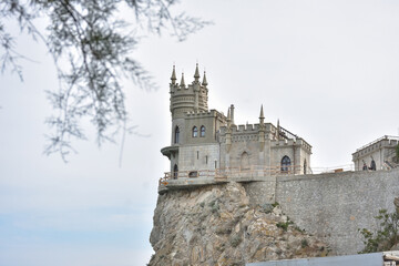Fototapeta na wymiar Yalta, Crimea, Russia - September 16, 2020: The decorative Neo-Gothic castle 