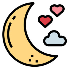 moon filled outline icon style