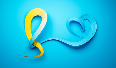 Fototapeta premium Kazakhstan Flag colors making bow to heart with ribbon 3d Illustration