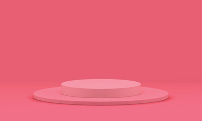 Pink 3d pedestal cylinder foundation level step architecture stage construction realistic vector