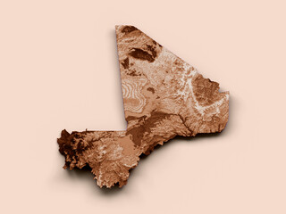 Map of Mali in old style, brown graphics in a retro style Vintage Style. High detailed 3d illustration