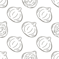 Coloring Seamless pattern with tropical fruits. Illustration in hand draw style