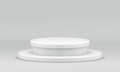 3d podium cylinder construction foundation stage level award arena realistic vector illustration