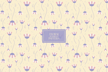 Cute floral abstract on a yellow background pastel seamless repeat vector pattern