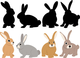 silhouette rabbits design vector isolated