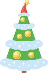 Christmas tree with Santa Claus hat on top
