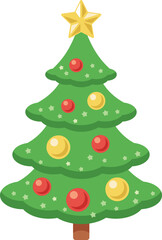 Christmas tree with yellow star and balls