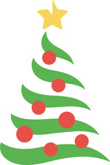 Christmas tree with yellow star flat vector icon