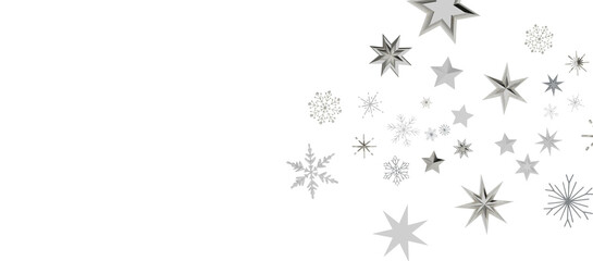 Snowflakes and bokeh lights on the blue Merry Christmas background. 3D render