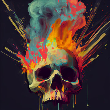 Skulls exploding with floral pattern.