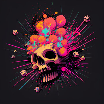 Skulls exploding with floral pattern.