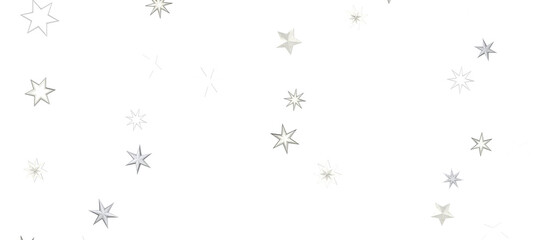 Banner with golden decoration. Festive border with falling glitter dust and stars.