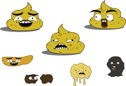 types of poop, funny joke character of poop, poop cartoon , you can use in Bristol stool Chart also