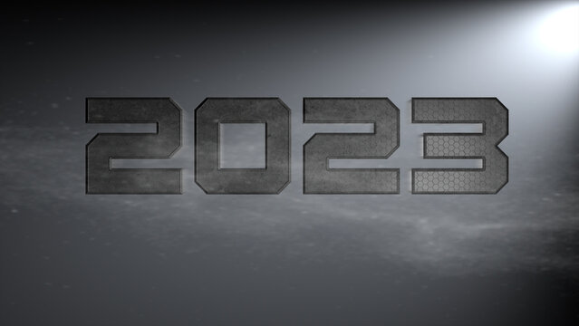 2023 number and light coming from top right on creative abstract background with 3D rendering illustration for anniversary concepts