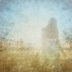 old texture with clouds and road vintage