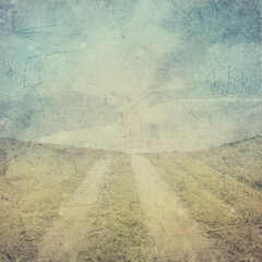 old texture with clouds and road vintage