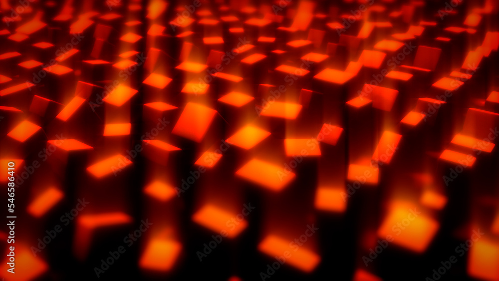 Poster red high tech cg pattern of geometric blocks - randomize - abstract 3d rendering