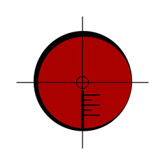 Circular red gun or rifle sight viewfinder cartoon illustration. Sniper scope or crosshair isolated on white background. Weapon, hunting, accuracy, target, aiming, eyesight, shooting concept