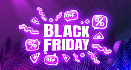 Fototapeta na wymiar Black Friday big sale, offer day banner, promotion percentage. Vector
