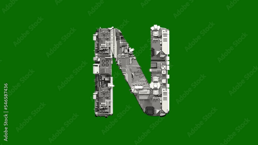 Poster metal scrap technological font on chroma key screen, isolated - loop video