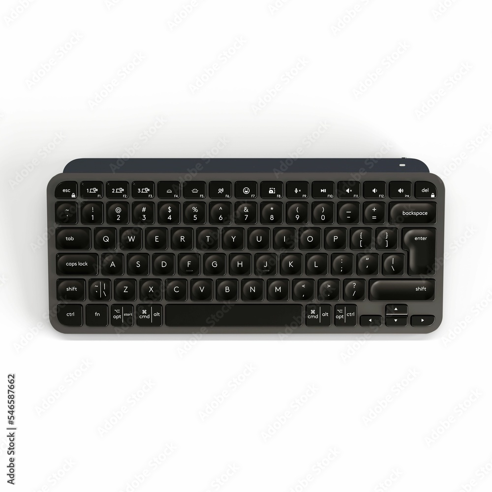 Aufkleber 3d rendering of a black keyboard isolated on a white background