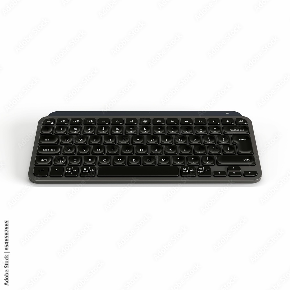 Poster 3d rendering of a black keyboard isolated on a white background