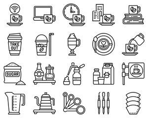 Coffee shop line vector icon set 4