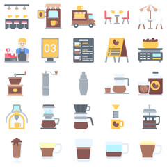 Coffee shop flat vector icon set 2