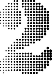 Black halftone typography letters number 2