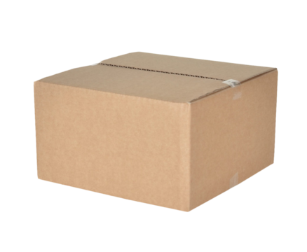 Un carton pour une livraison de colis sur un fond transparent 