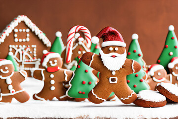 Christmas gingerbread Santa, delicious cookies