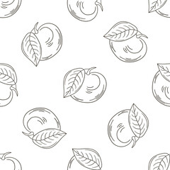 Coloring Seamless pattern with tropical fruits. Illustration in hand draw style
