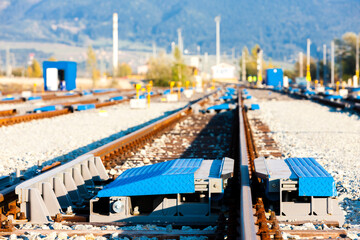 Fototapeta na wymiar Railway tracks in station Zilina, Slovakia