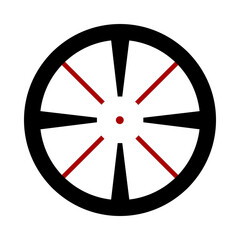 Fototapeta premium Gun, pistol or rifle scope cartoon illustration. Sniper scope or crosshair isolated on white background. Weapon, hunting, accuracy, target, aiming, eyesight, shooting concept