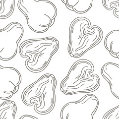 Obraz premium Coloring Seamless pattern with tropical fruits. Illustration in hand draw style
