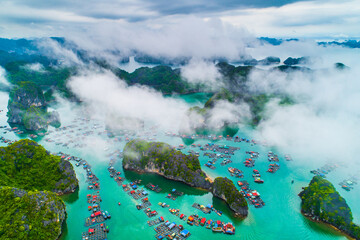panoramic view of sand ba bay in haiphong vietnam seen from above