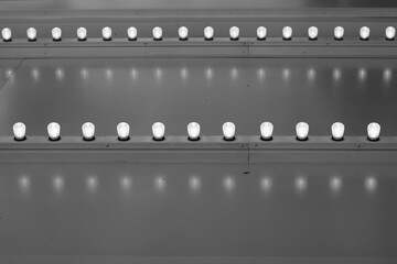 stage lights in black and white