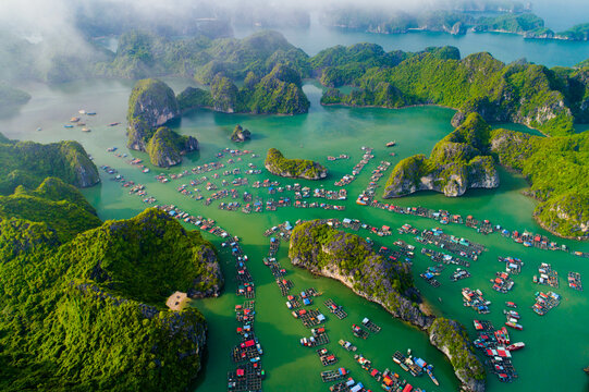 panoramic view of sand ba bay in haiphong vietnam seen from above