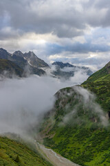 Typical alpine landscape of Swiss Alps near Sustenstrasse, Urner Alps, Canton of Bern, Switzerland