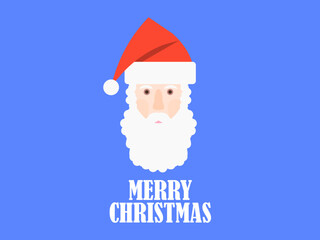 Santa Claus. Merry Christmas greeting card with Santa Claus face in hat. Merry Christmas and Happy New Year. Xmas design for greeting cards, posters and banners. Vector illustration