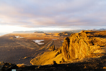 Mystic landscape in Iceland during sunset
