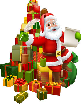 recommend clip art: Santa Claus Checking Christmas Gift List Cartoon
