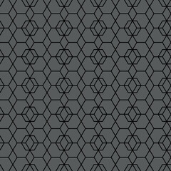Vector illustration. The texture of the contour hexagon. Grey, black and white geometric seamless pattern. Mosaic abstract background. Hexagonal repeating geometric polygon texture.