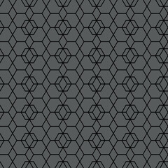 Vector illustration. The texture of the contour hexagon. Grey, black and white geometric seamless pattern. Mosaic abstract background. Hexagonal repeating geometric polygon texture.