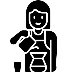 Barista girl icon, Coffee shop related vector