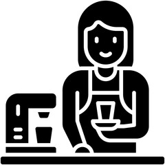 Barista girl icon, Coffee shop related vector
