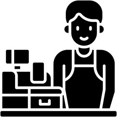 Male cashier icon, Coffee shop related vector