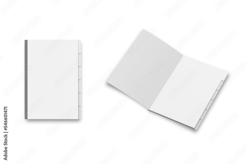 Poster blank brochure with segregation tabs on edges mockup isolated on white background. 3d rendering. tab