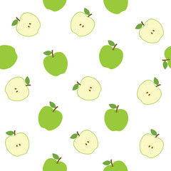 Green apple seamless pattern vector file on isolated white background. It can be used for wallpaper, home decoration,Art, print, packaging design, fashion, etc.