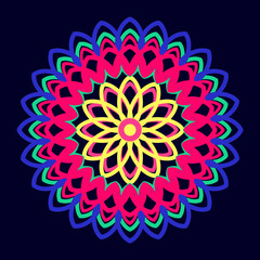 beautiful flower mandala. Ethnic mandala with colorful tribal ornament design for Coloring book page, embroidery, illustration, vector